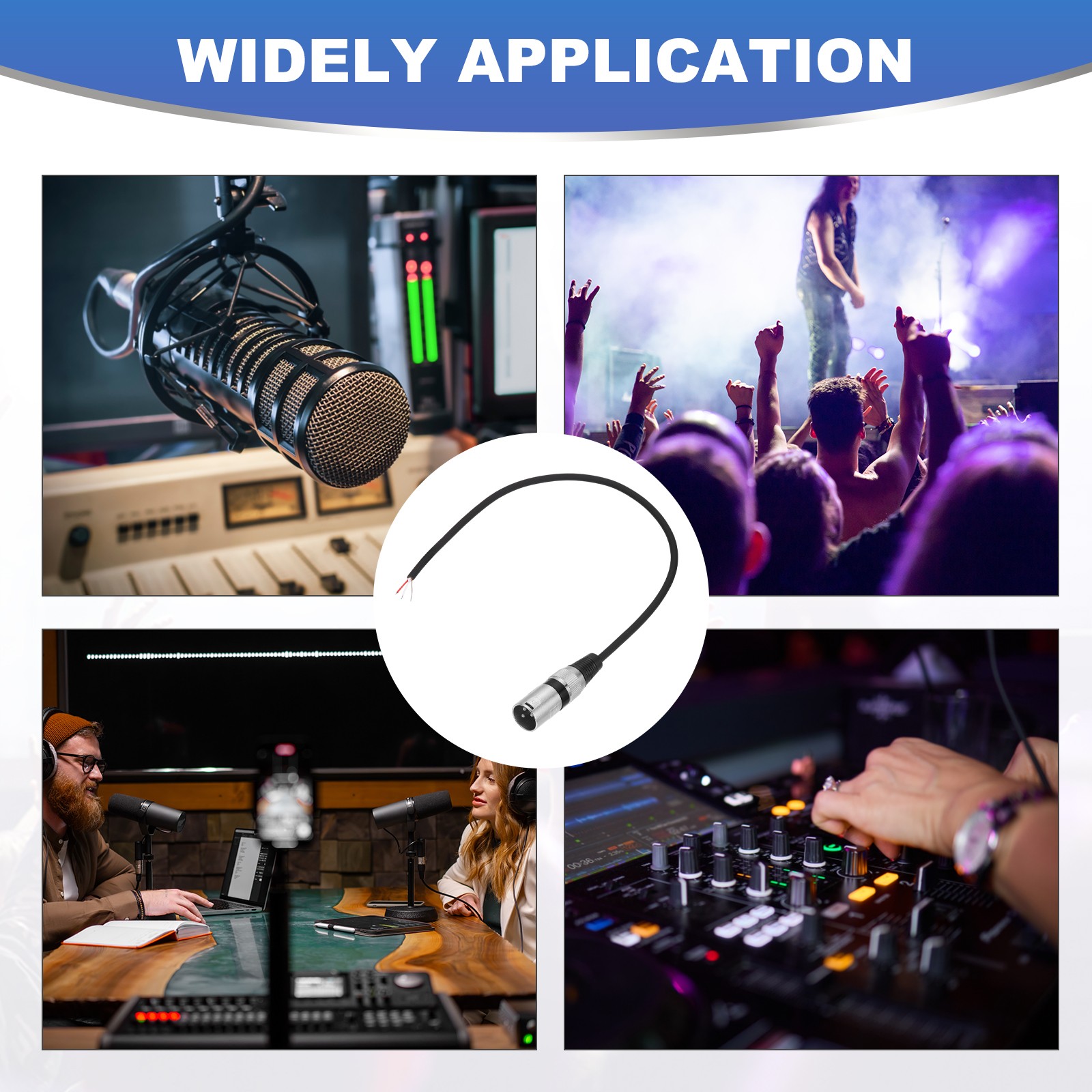 2feet Microphone Open End Cable, 3Pin Male OFC Cable Pigtail Bare Wire, Black