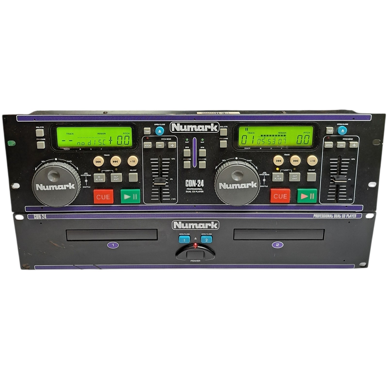 Vintage Numark CDN-24 Controller Dual CD Player Transport Unit Rack Tested Works