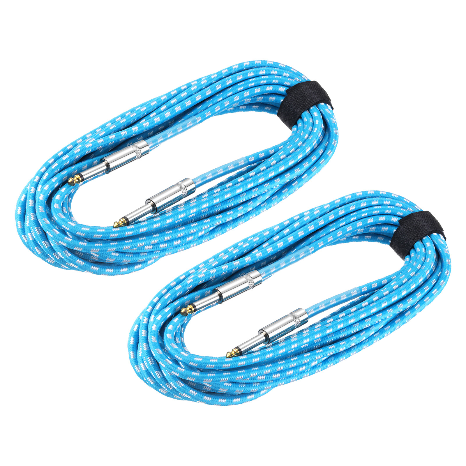 2 PCS Guitar Instrument Cable 33 Feet 1/4 Inch Straight Male Braided Blue