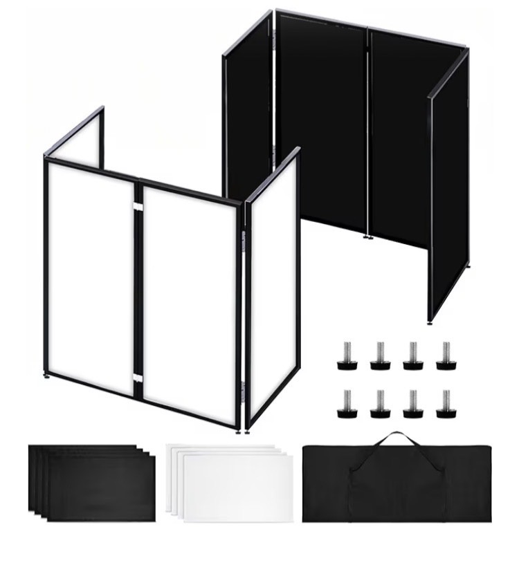 Portable DJ Booth Facade Stand, Foldable DJ Table 45″x40″ Tabletop, DJ Facade St