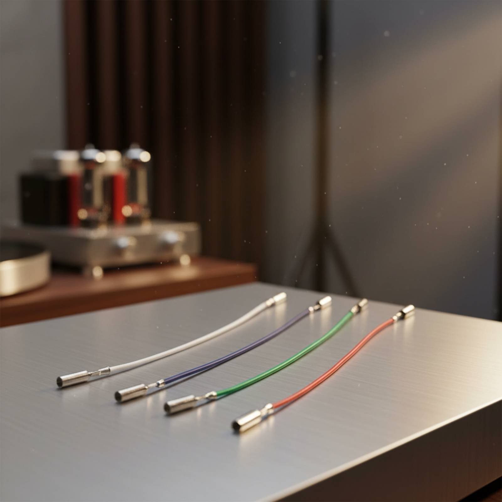 4 Pieces Turntable Headshell Leads Color-Coded Phono Wires
