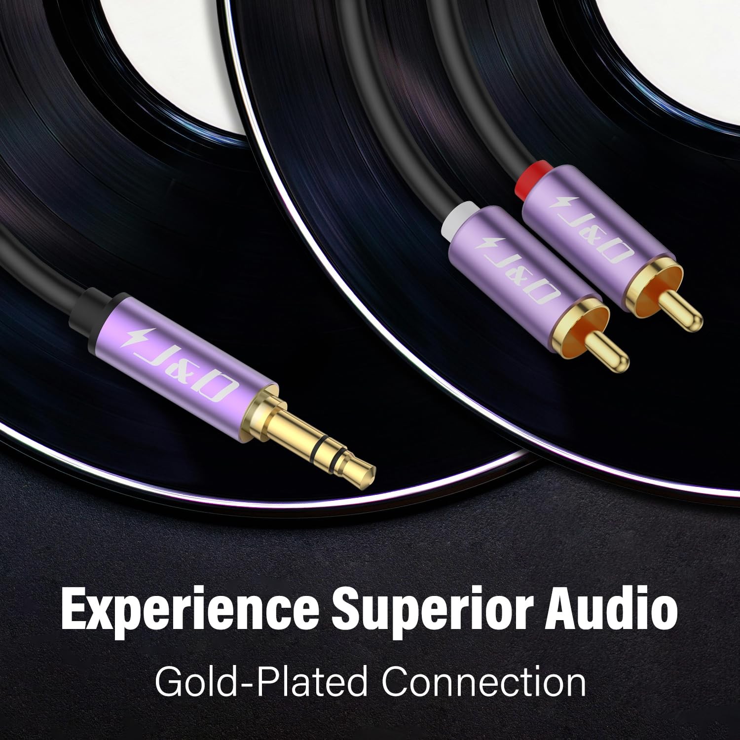 3.5mm Male To 2 RCA Phono Stereo Audio Cable 6 Feet Premium Splitter Lead