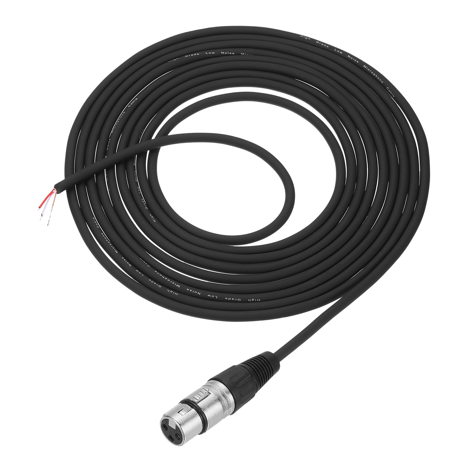 13feet XLR Microphone Open End Cable, 3Pin Female Cable Pigtail Bare Wire Silver