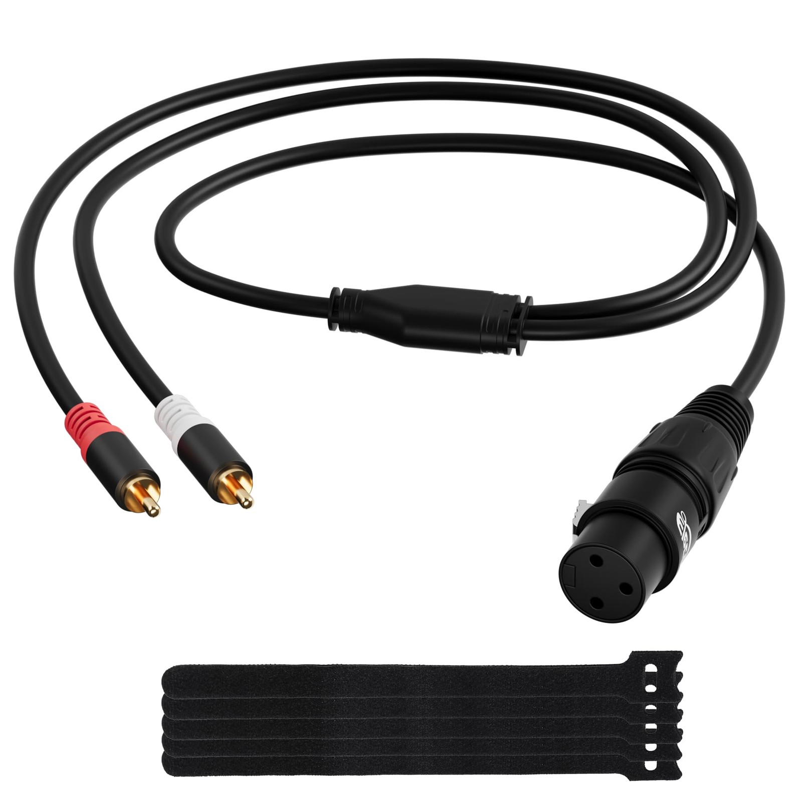 Elecan 3-Pin XLR Female to 2 RCA Male Y Splitter Adapter Cable 4 4 FT, Black